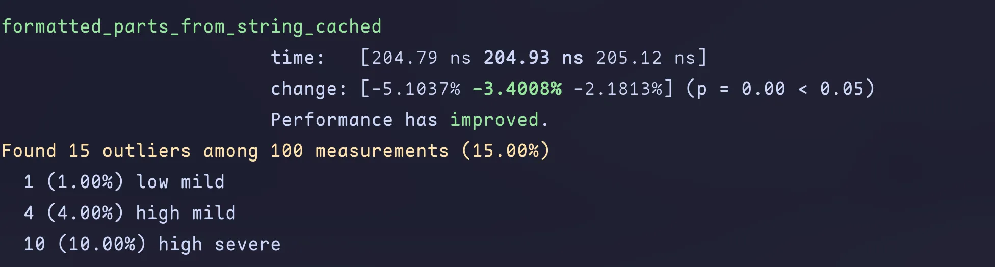 example of benchmark output